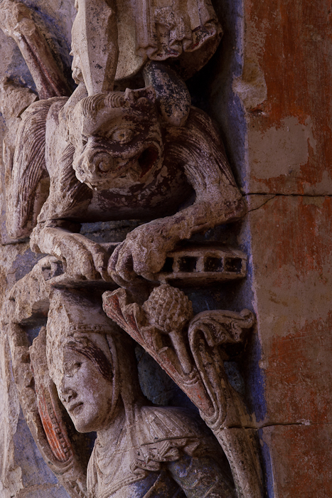 Detail, Refectory tympanum, Abbaye de Saint Aubin, Angers (Maine-et-Loire) Photo by Dennis Aubrey