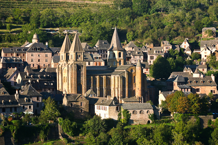 View of village of Conques (Aveyron)  Photo by Dennis Aubrey