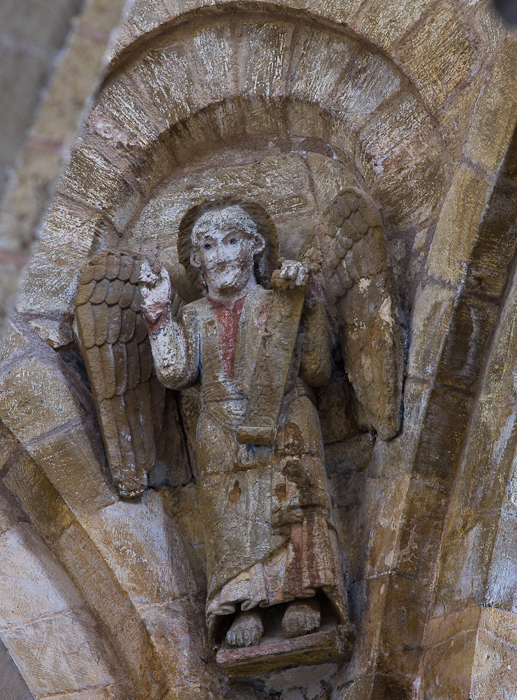 Detail - Archangel Gabriel,  Basilique Sainte Foy, Conques (Aveyron) Photo by Dennis Aubrey