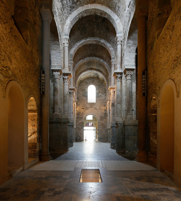 View of nave to west, Sant Pere de Rodes, El Port de la Selva (Girona) Photo by Jong-Soung Kimm